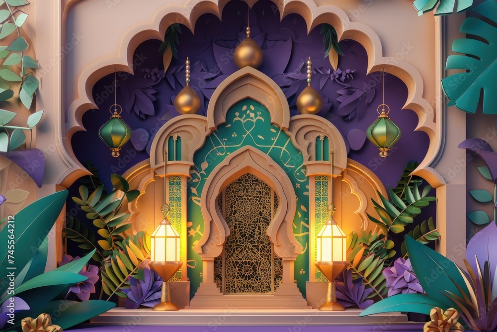 Luxury Ramadan Kareem lanterns in the mosque. Ramadan Kareem background Luxury Ramadan Kareem lanterns in the mosque. Ramadan Kareem background