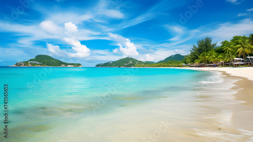 A Glimpse into Serenity: Pristine Beach and Tranquil Ocean View © Mason