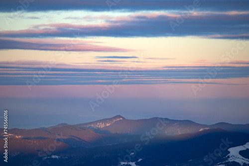 Beautiful landscape of Ceahlau mountains in Romania.