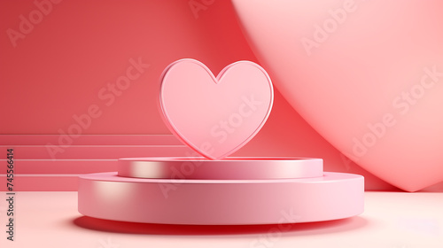 3d background products valentine podium in love design