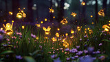 Firefly Glowing in Forest with Butterflies