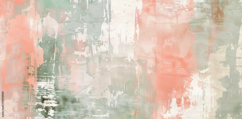Abstract Painting With Pink and Green Colors