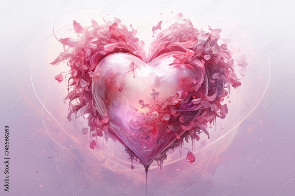 Pink heart shape. Romantic design. Generate Ai