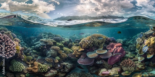 Diverse Marine Life in a Coral Reef
