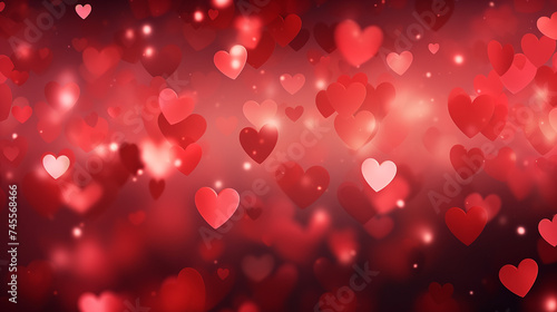 Valentine's day background with translucent small hearts in red colors
