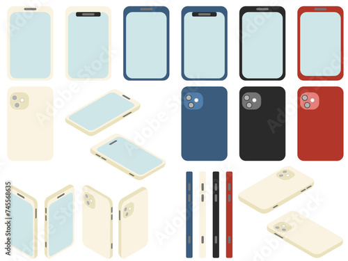 いろんな色や角度のスマートフォン