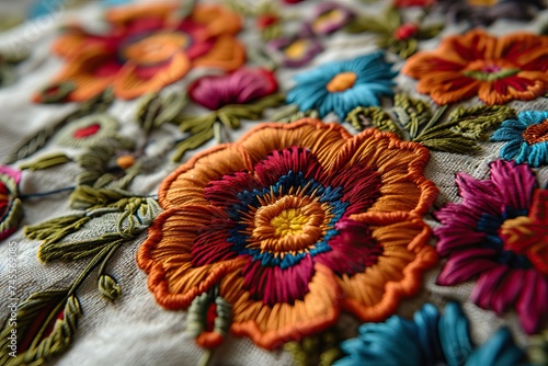 Mexican Colorful flowers em...