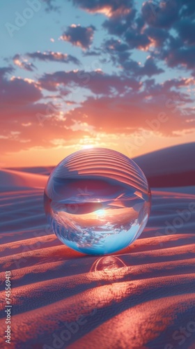 Glass Ball on Sandy Beach © Yana