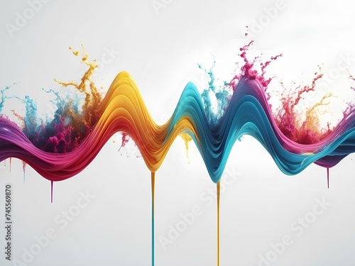 colorful splash waves on white background, isolated for design 