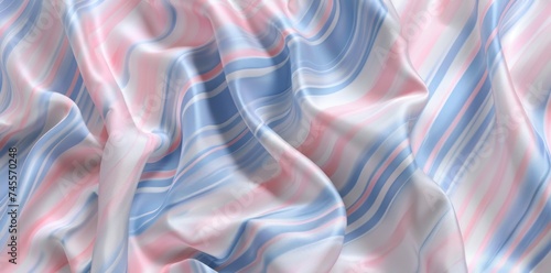 Abstract Blue, Pink, and White Striped Fabric