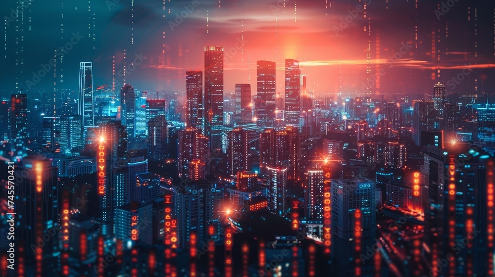 Depict the future of finance and investment, where technology and innovation drive the evolution of currency markets Depict the future of finance and investment, where technology and innovation drive the evolution of currency markets