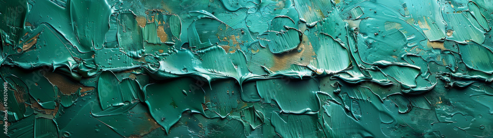 Close Up of a Painting of Green Paint Close Up of a Painting of Green Paint