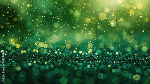 Abstract bokeh lights in green and yellow.
