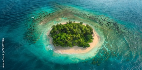 Remote Island in Vast Ocean