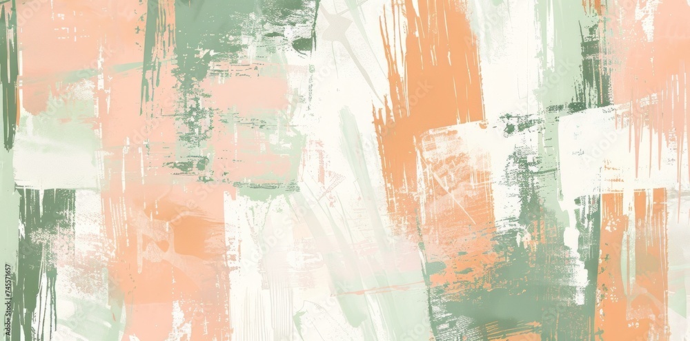 Abstract Painting in Orange and Green