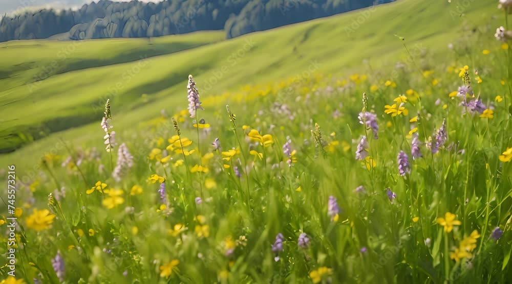 Abstract animation of grass field. Greens, meadow, earth, lawn, field ...