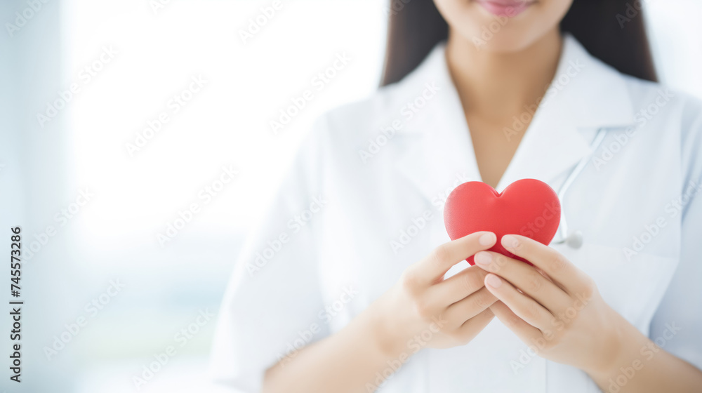Compassionate nurse presents heart, emphasizing cardiac care, safety life Compassionate nurse presents heart, emphasizing cardiac care, safety life