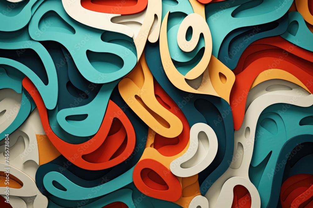 3D abstract paper art style, design 3D abstract paper art style, design