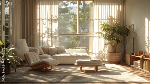 Well-Furnished Living Room With Large Window