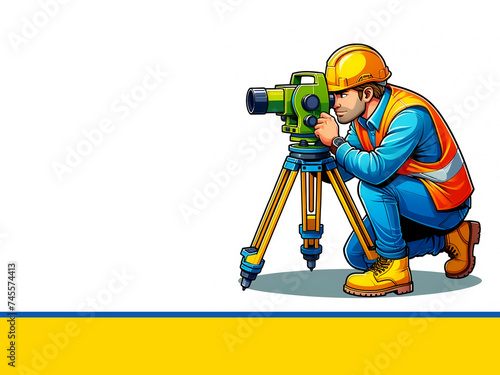 Cartoon Character Design for Construction Site Supervision, Cartoon Character Designs for Architectural Collaboration, Engineer Extraordinaire: Foreman Cartoon Character: Flat Style Illustration, Civi photo