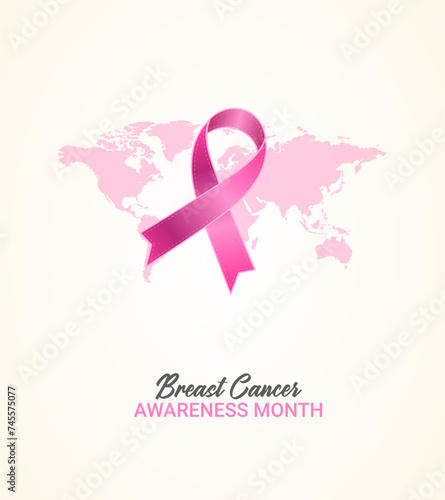 World breast cancer awareness and prevention day. Breast cancer awareness month. 3D Illustration