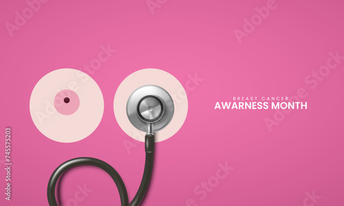 World breast cancer awareness and prevention day. Breast cancer awareness month. 3D Illustration