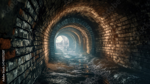 Ancient tunnel with arches.