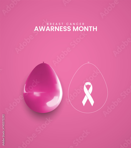 World breast cancer awareness and prevention day. Breast cancer awareness month. 3D Illustration