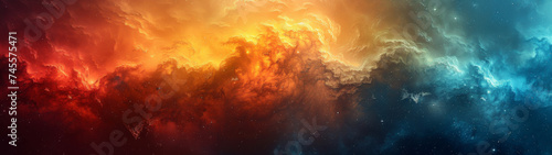Colorful Background With Clouds and Stars