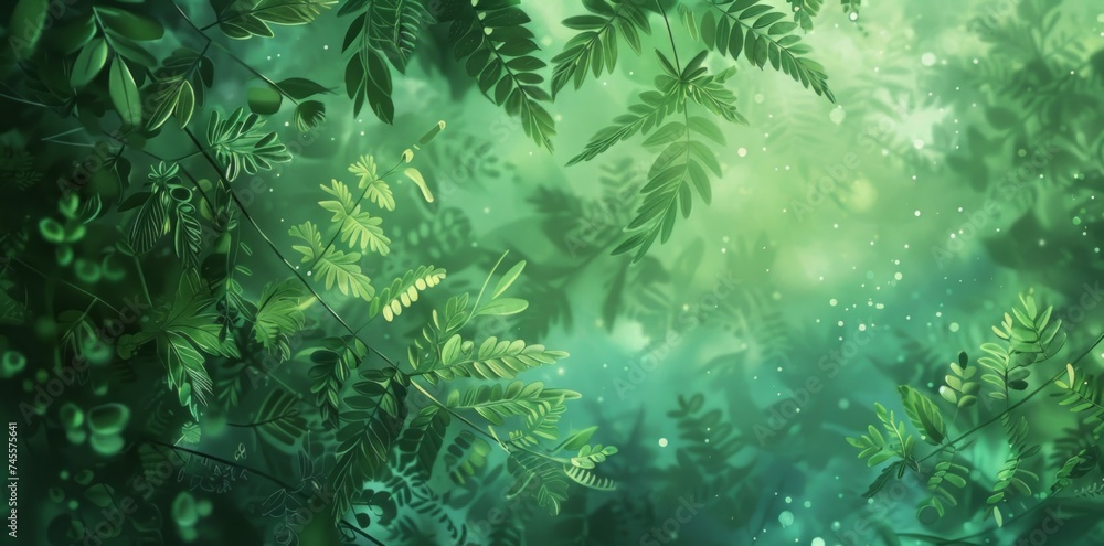 Lush Green Forest Filled With Leaves