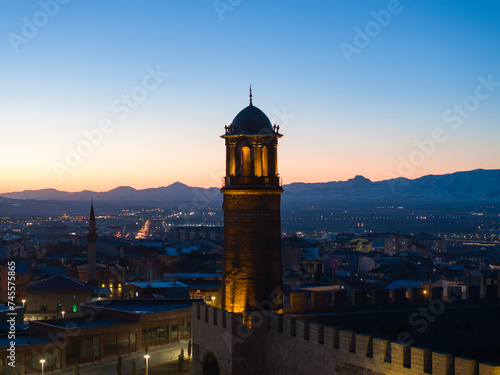 Erzurum City Center İconic Buildings in the Winter Season Drone Photo, Yakutiye Erzurum, Turkey (Turkiye) photo