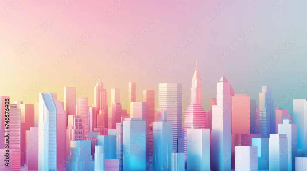 Abstract pastel cityscape with gradient colors