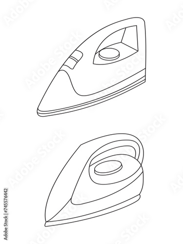 Iron icon set of smoothing iron vector icons. Dry and steam iron vector icon set. Iron flat line icons set. Flat iron sign illustration.