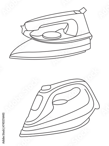 Iron icon set of smoothing iron vector icons. Dry and steam iron vector icon set. Iron flat line icons set. Flat iron sign illustration.