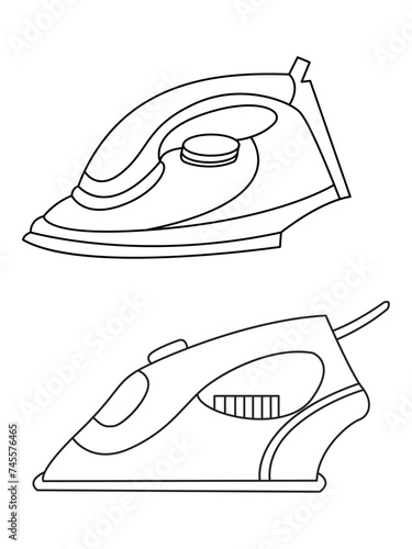 Iron icon set of smoothing iron vector icons. Dry and steam iron vector icon set. Iron flat line icons set. Flat iron sign illustration.