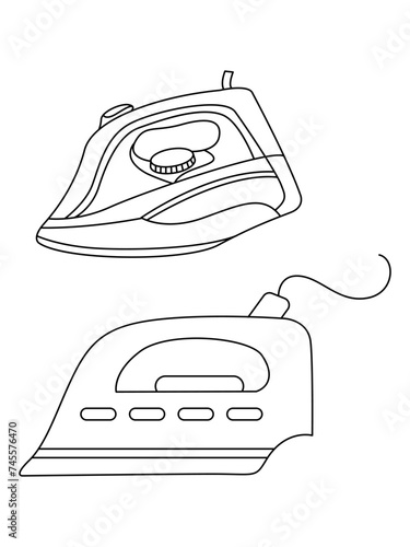 Iron icon set of smoothing iron vector icons. Dry and steam iron vector icon set. Iron flat line icons set. Flat iron sign illustration.