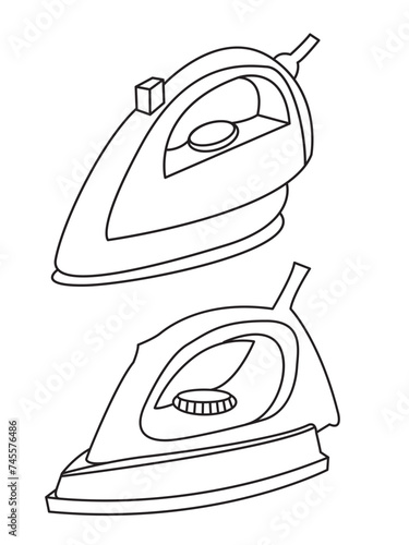 Iron icon set of smoothing iron vector icons. Dry and steam iron vector icon set. Iron flat line icons set. Flat iron sign illustration.