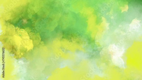 Abstract bright surface paper texture colorful watercolor defocus blurred background.Abstract watercolor background by gradient colorful green yellow color with paper texture for banner, background.