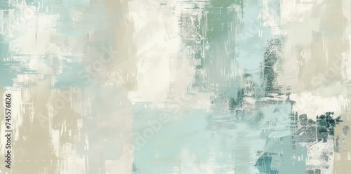 Modern Abstract Painting in Blue and Beige
