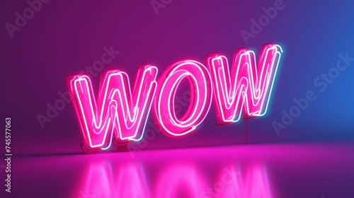 Vibrant neon sign with wow text