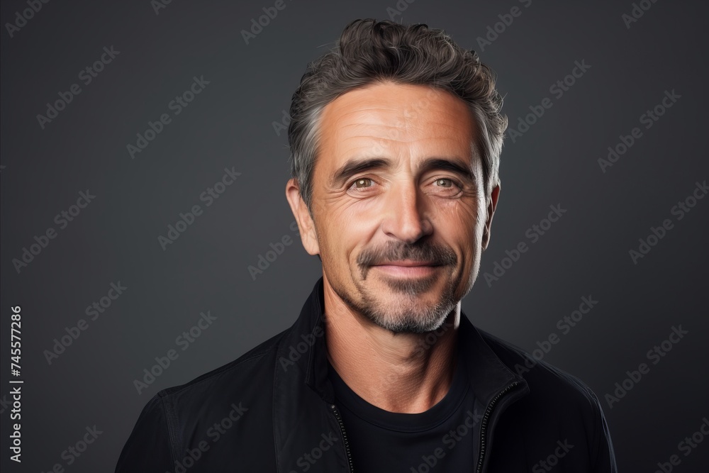 Portrait of a handsome mature man in a black t-shirt. Portrait of a handsome mature man in a black t-shirt.