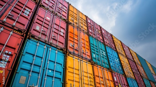 Large Stack of Colorful Shipping Containers
