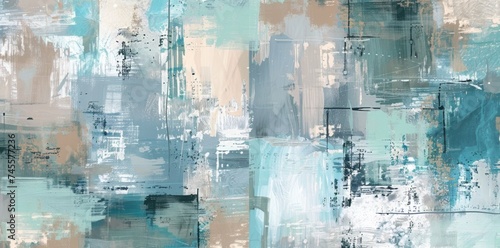 Abstract Painting in Blue and Beige