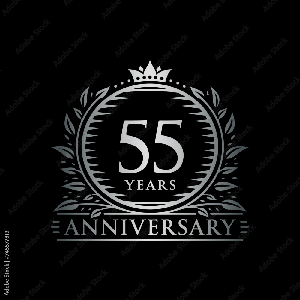 Fototapeta premium 55 years celebrating anniversary design template. 55th anniversary logo. Vector and illustration.