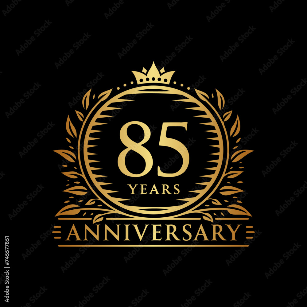 85 years celebrating anniversary design template. 85th anniversary logo. Vector and illustration. 85 years celebrating anniversary design template. 85th anniversary logo. Vector and illustration.