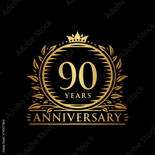 90 years celebrating anniversary design template. 90th anniversary logo. Vector and illustration.