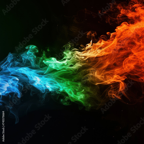 Celebrate the spirit of independence with smoke and fire mirroring the Indian tricolor. AI generative.
