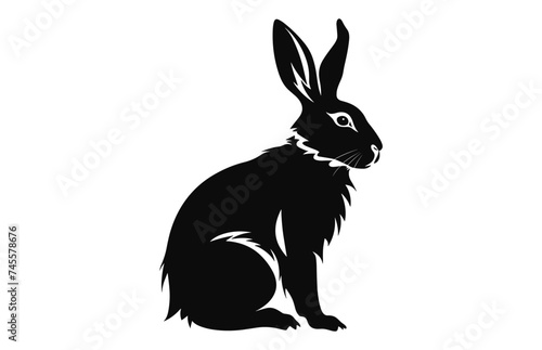 A Rabbit black silhouette vector isolated
