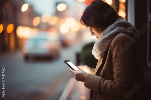 Close up of a woman using her smartphone outdoors