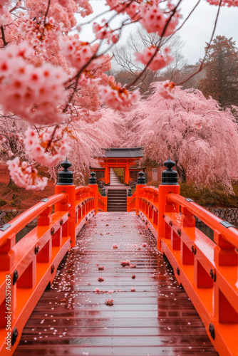 Wallpaper Mural Japan Beautiful view in the spring with cherry blossom, vertical background Torontodigital.ca